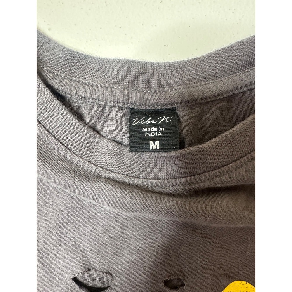 Vibe N Malibu California Distressed Graphic Tee – Skeleton Surfer – Dark Grey-M - Picture 7 of 7